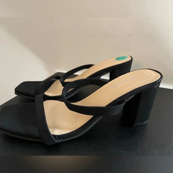 New Wellsfountn black mules block heel y2k style Friends style  90’s look chunky - Picture 2 of 6